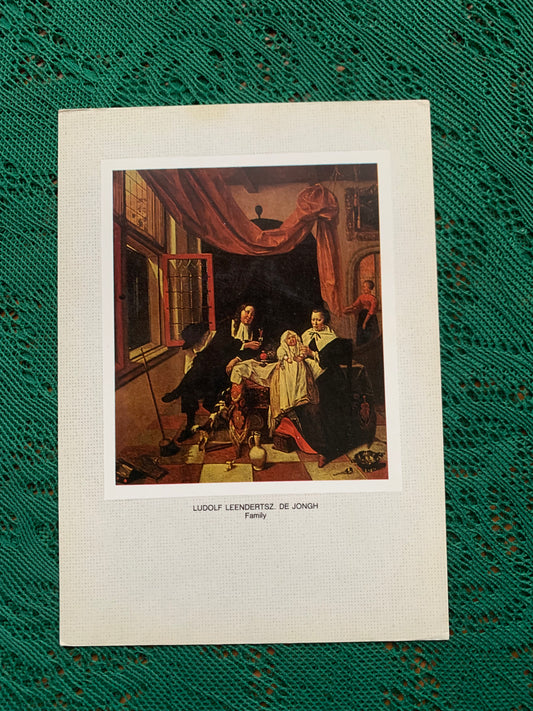 Russian art postcard - Artist Ludolf Leendertsz de Jongh. 1616-1679 Family. 1670 Oil on panel - Printed in USSR - 1983 - unused