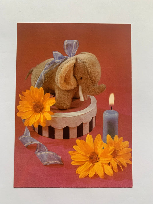 DDR/GDR/German Birthday/Greeting card - Candle - Elephant - unused