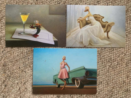3 Finnish art postcard - Artist Kaj Stenvall - Printed in Finland - 2000s - unused