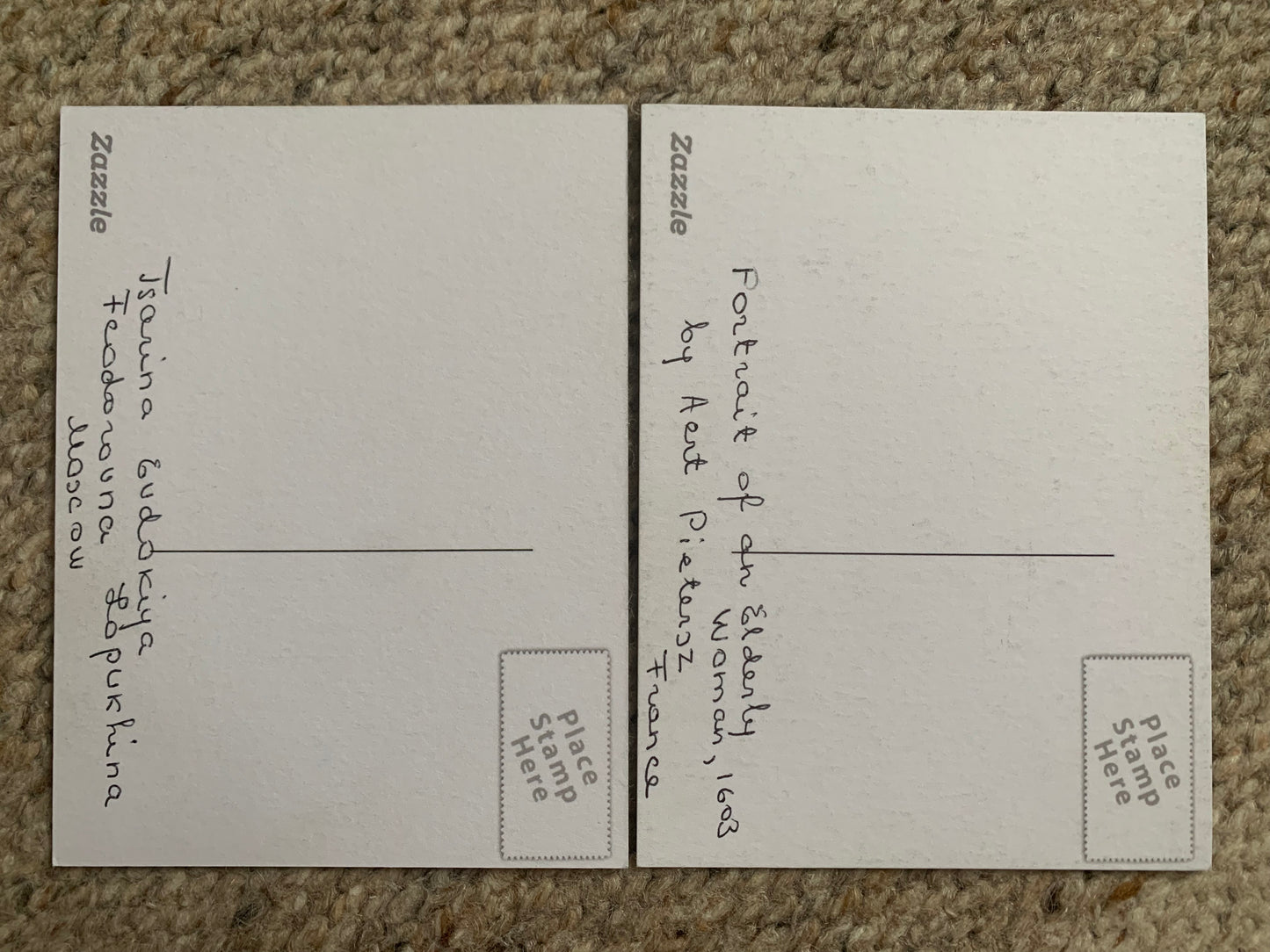 Set of 6 Zazzle art postcards - Artist unknown - Collectible cards - 1990s - Written