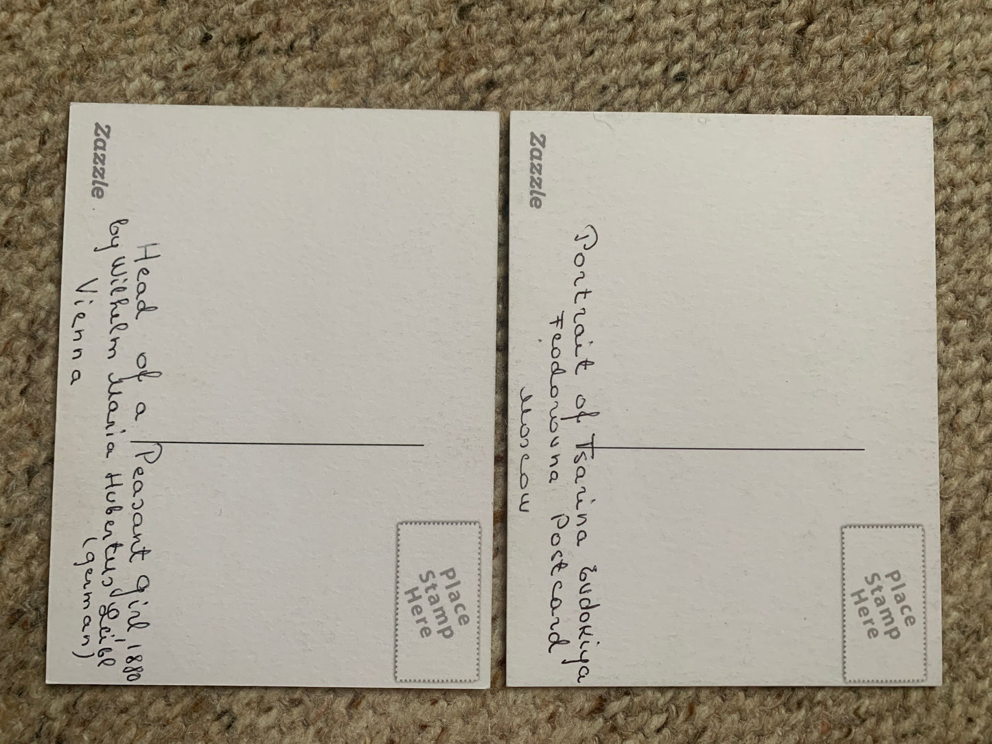 Set of 6 Zazzle art postcards - Artist unknown - Collectible cards - 1990s - Written