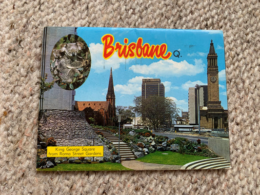 Vintage Eleven Views In Colour Of Brisbane Fold Out Souvenir Postcard Envelope - sent in 1973 - used