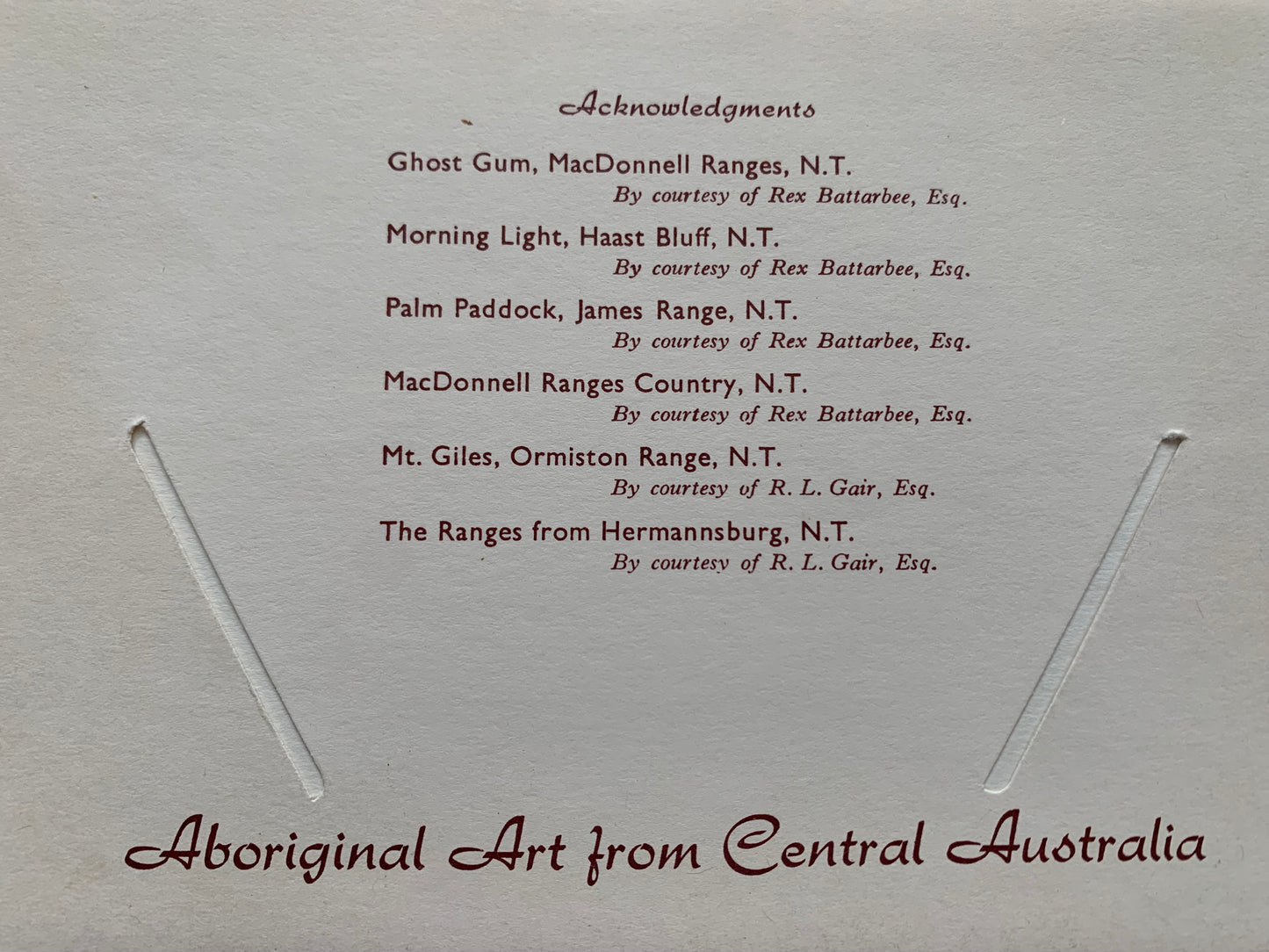 Aboriginal Art from Central Australia - Artist ALBERT NAMATJIRA - Set of SIX WATERCOLOURS - Legend Press Sydney - unused