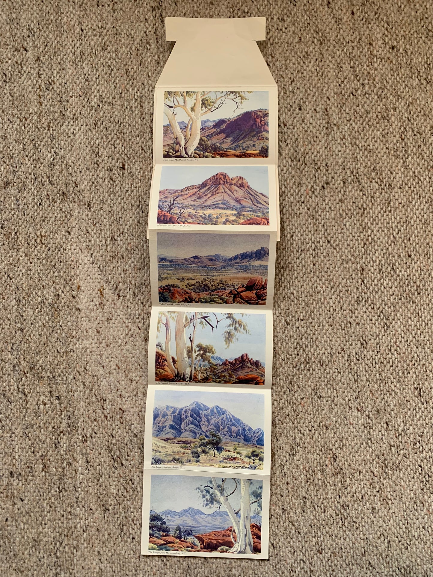 Aboriginal Art from Central Australia - Artist ALBERT NAMATJIRA - Set of SIX WATERCOLOURS - Legend Press Sydney - unused