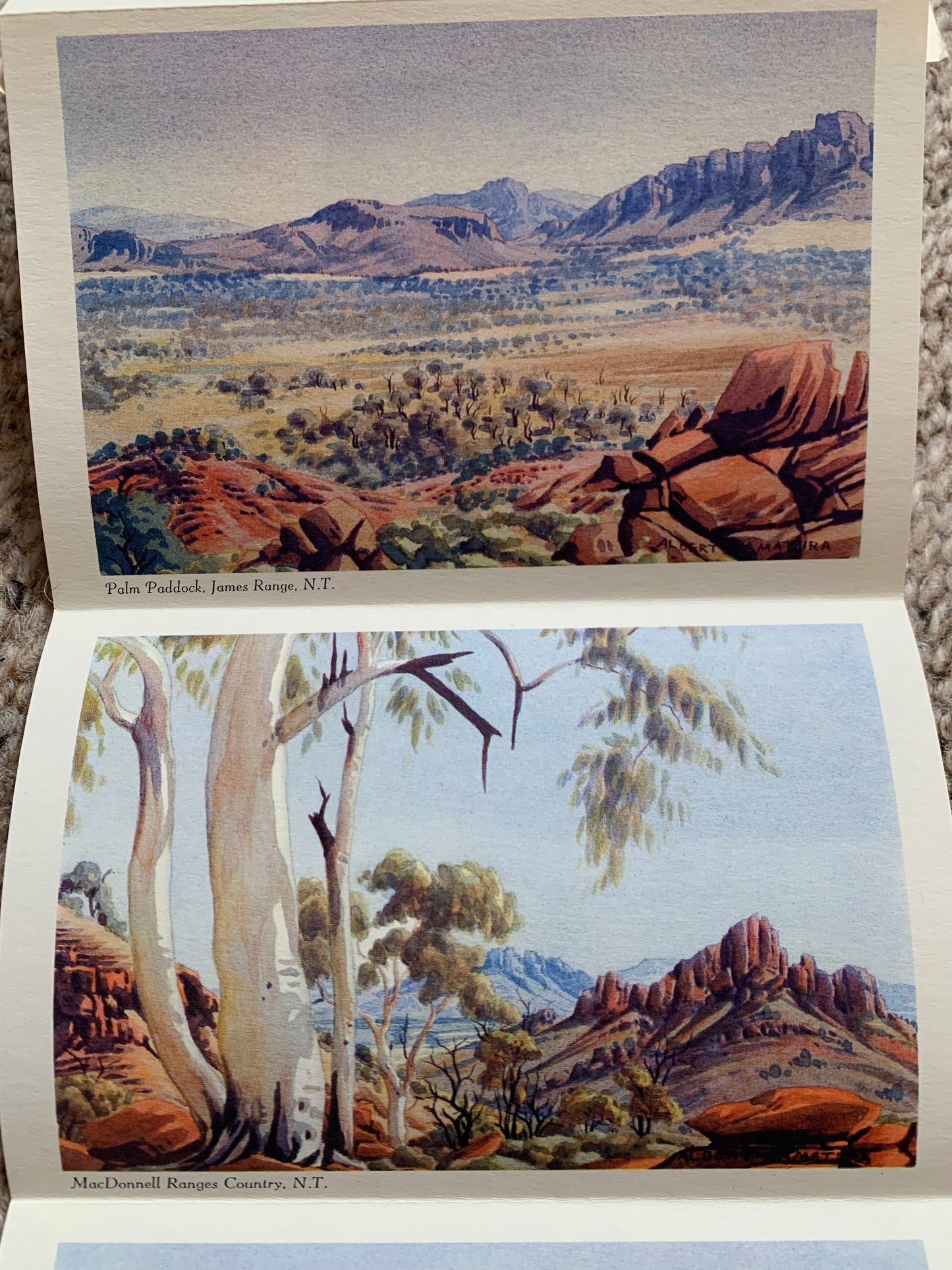 Aboriginal Art from Central Australia - Artist ALBERT NAMATJIRA - Set of SIX WATERCOLOURS - Legend Press Sydney - unused