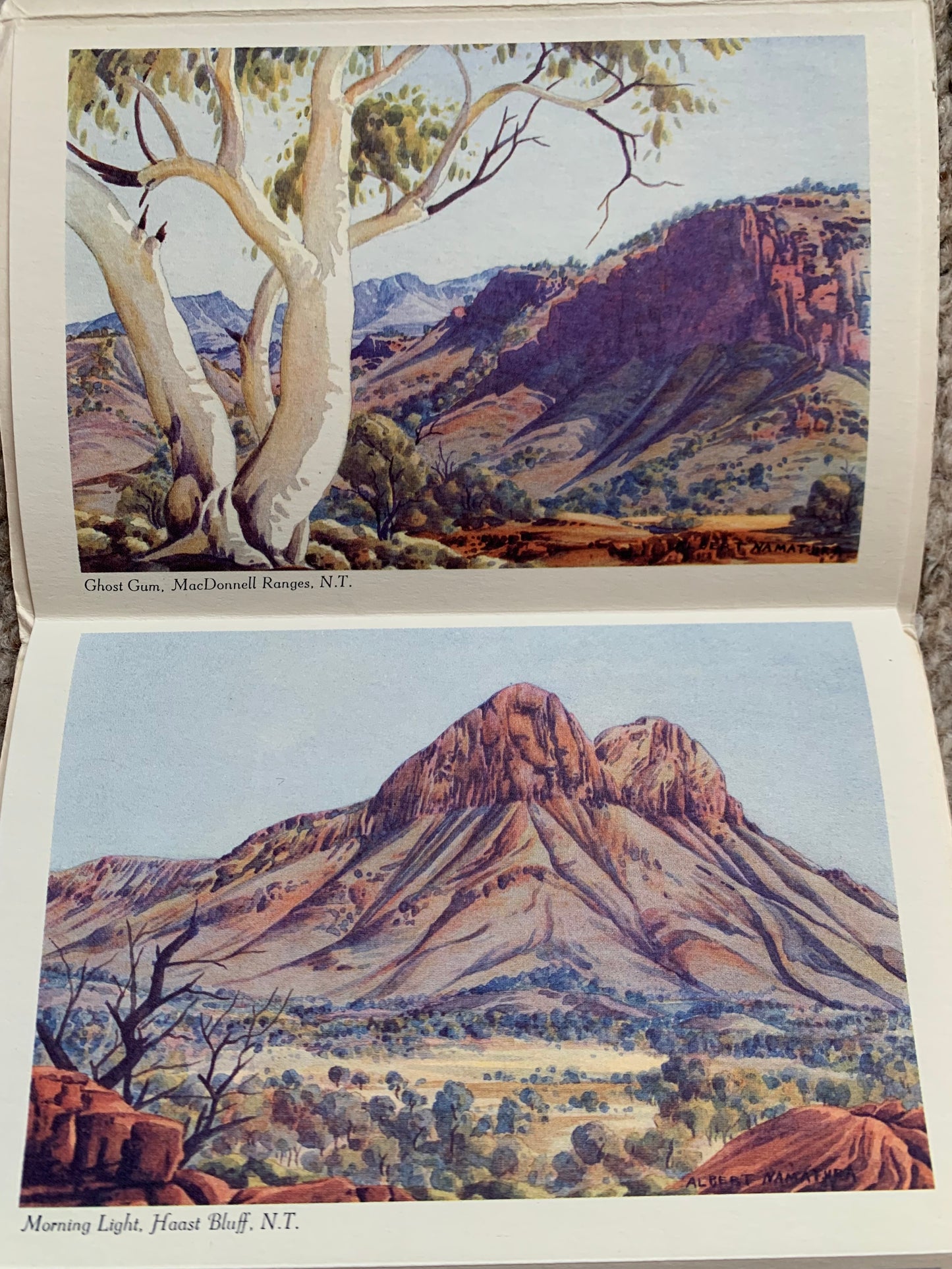 Aboriginal Art from Central Australia - Artist ALBERT NAMATJIRA - Set of SIX WATERCOLOURS - Legend Press Sydney - unused