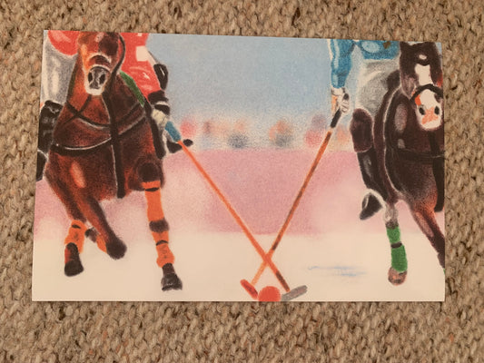 Snow Polo postcard - Event on St. Moritz frozen lake - 2000s - unused