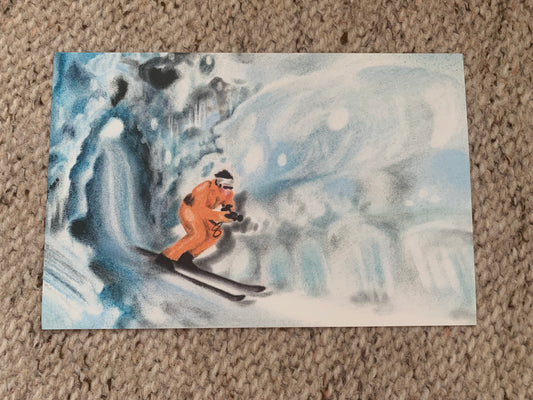 ST. MORITZ Switzerland. Lisa Mouchet art postcard - St.Moritz slopes in films - Roger Moore James Bond 1977 - collectible postcards - 2000s - unused