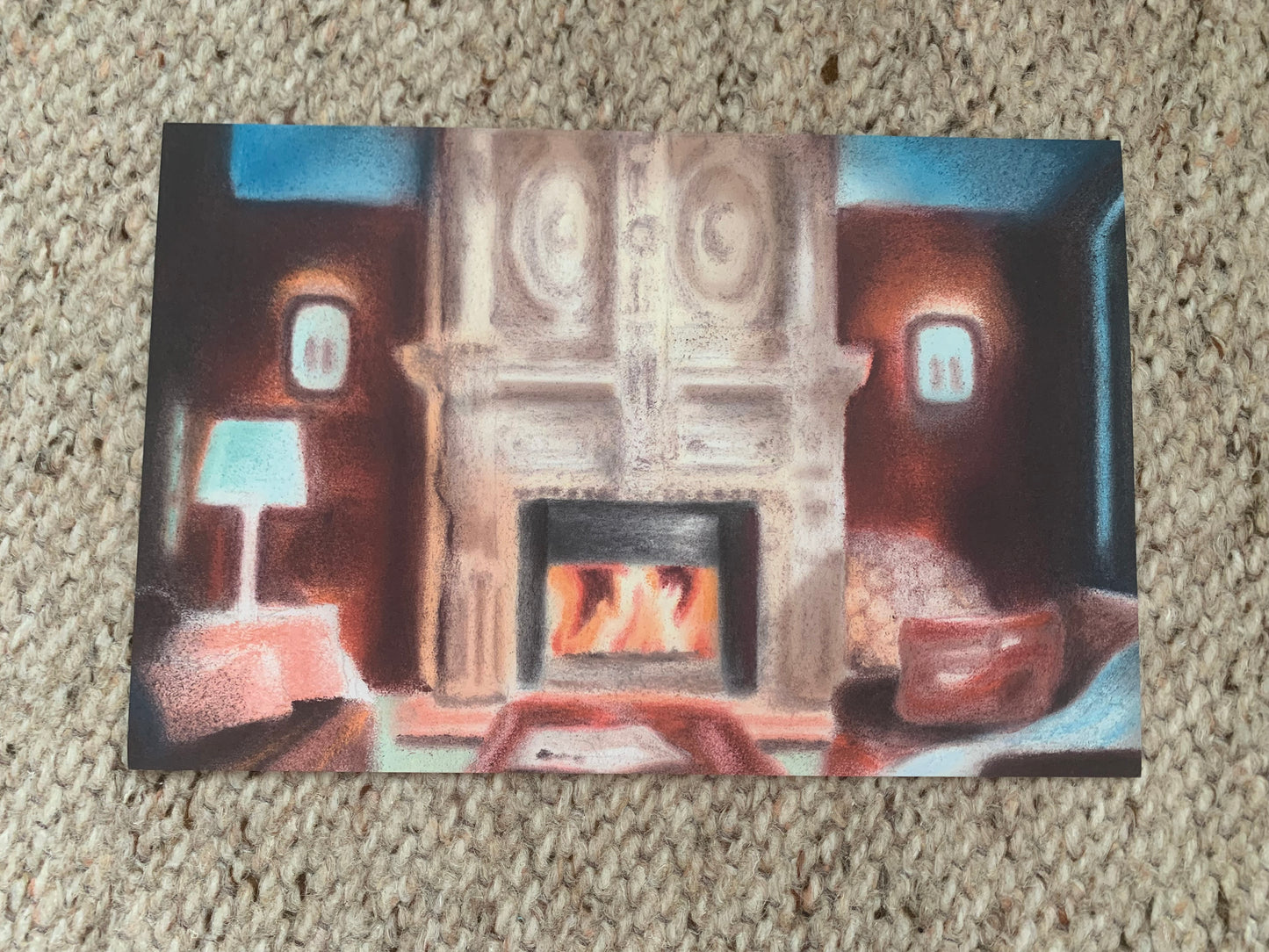 A cozy fireplace postcard - St.Moritz mountains - 2000s - unused