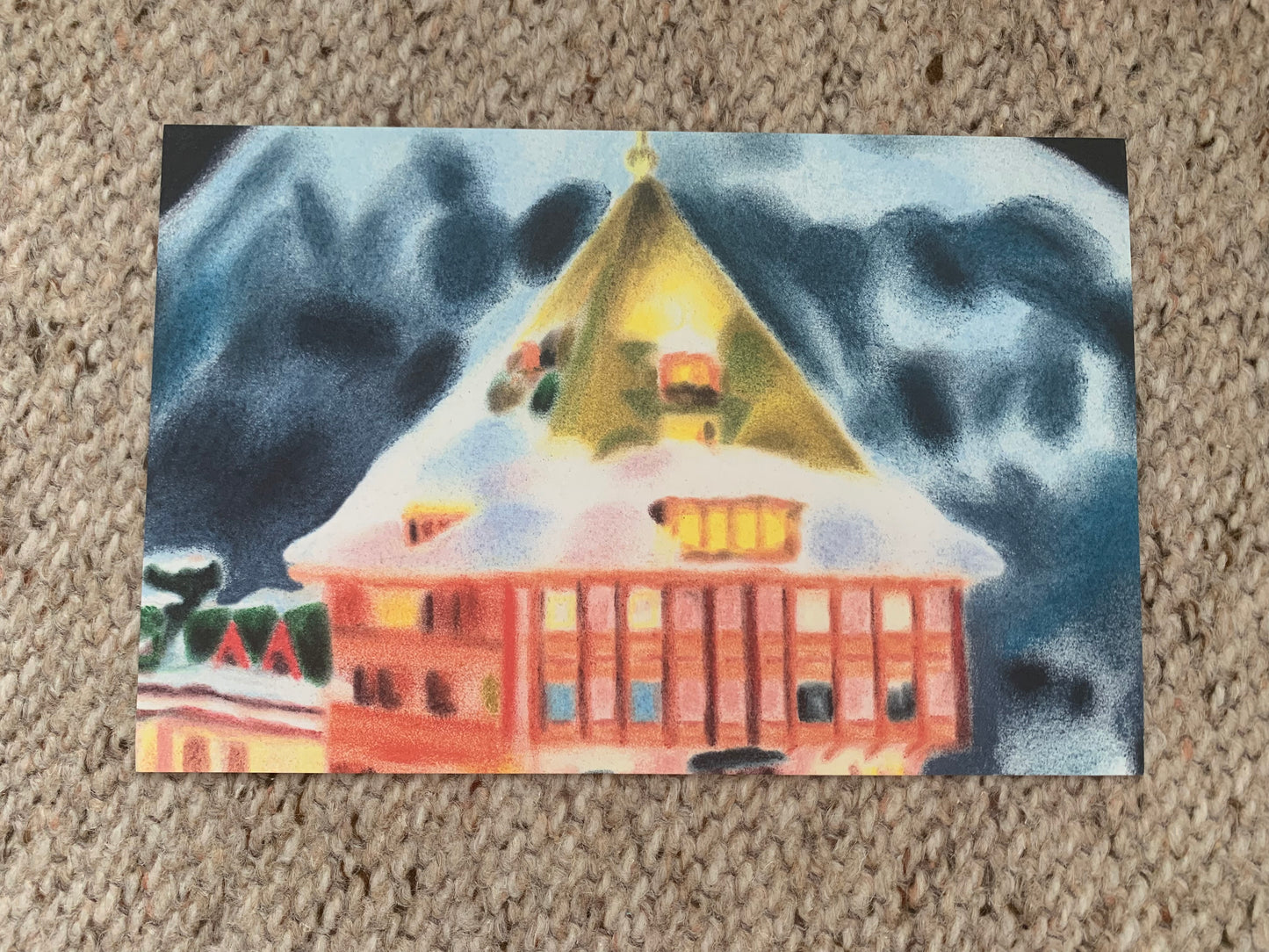 ST. MORITZ Switzerland. Lisa Mouchet art postcard - the glorious Badrutt's Palace in St.Moritz - Winter - collectible postcards - 2000s - unused