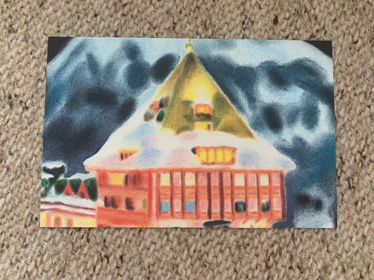 ST. MORITZ Switzerland. Lisa Mouchet art postcard - the glorious Badrutt's Palace in St.Moritz - Winter - collectible postcards - 2000s - unused