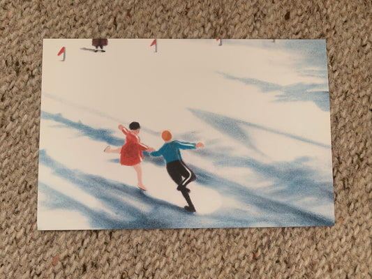 ST. MORITZ Switzerland. Lisa Mouchet art postcard - Olympic Games in St.Moritz - Figure Skating - Winter - collectible postcards - 2000s - unused