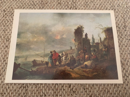 PHILIPS WOUWERMAN art postcard - Sea Harbour - Reproduction - Aurora Art Publishers - The Hermitage in Leningrad - 1979. Russia USSR - unused