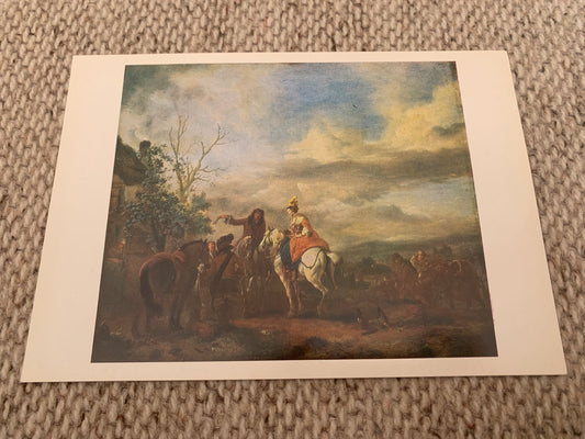 PHILIPS WOUWERMAN art postcard - Riders' Halt - Reproduction - Aurora Art Publishers - The Hermitage in Leningrad - 1979. Russia USSR - unused