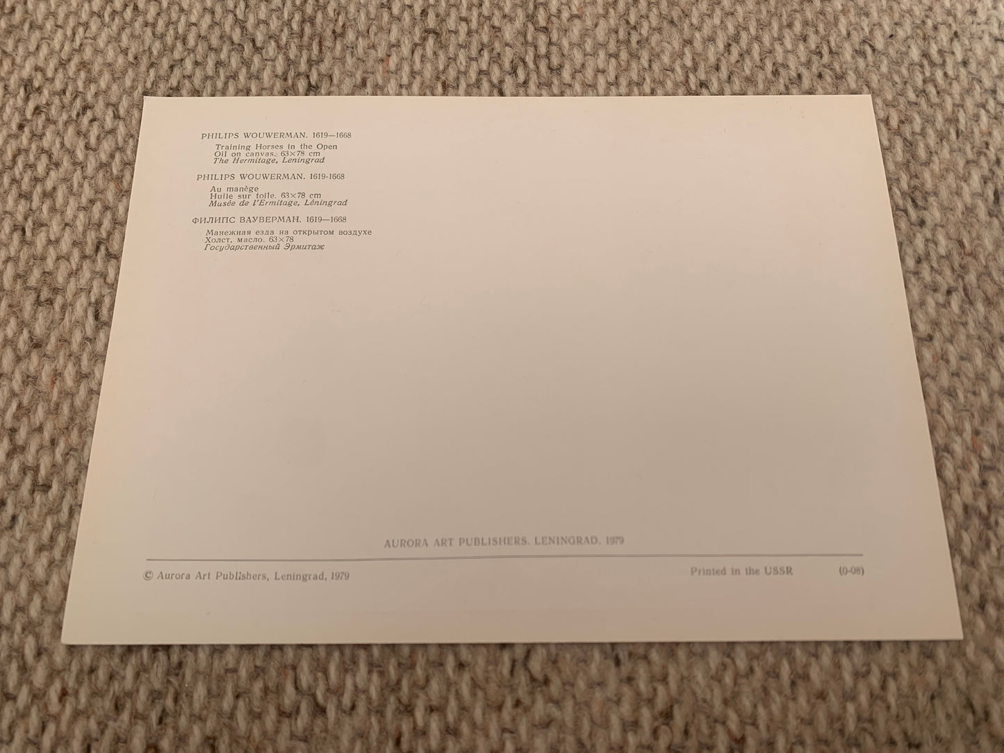 Training Horses in the Open - PHILIPS WOUWERMAN - 1979 - unused