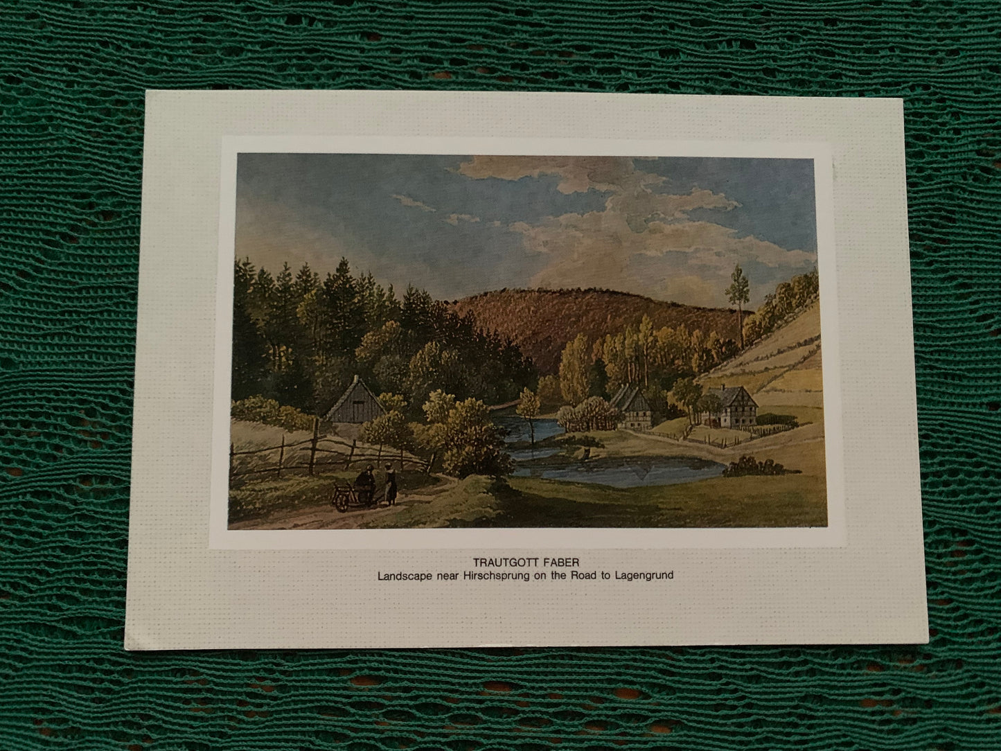 Soviet art postcard - Trautgott Faber - Landscape near Hirschsprung on the Road to Lagengrund - Printed in USSR - collectible cards - 1986 - unused