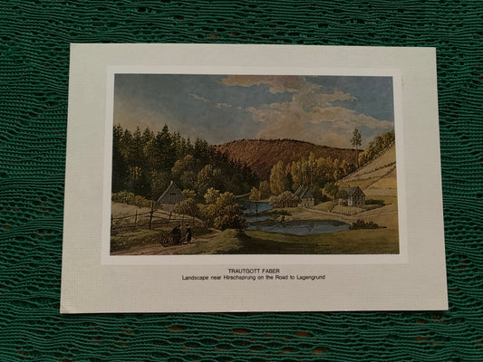 Soviet art postcard - Trautgott Faber - Landscape near Hirschsprung on the Road to Lagengrund - Printed in USSR - collectible cards - 1986 - unused
