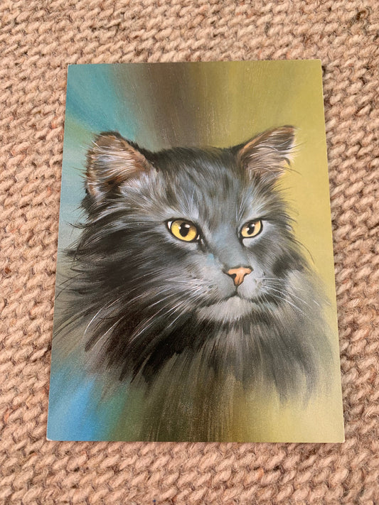 CAT postcard - Collectible card - painted cat - art postcard - 2000s - unused