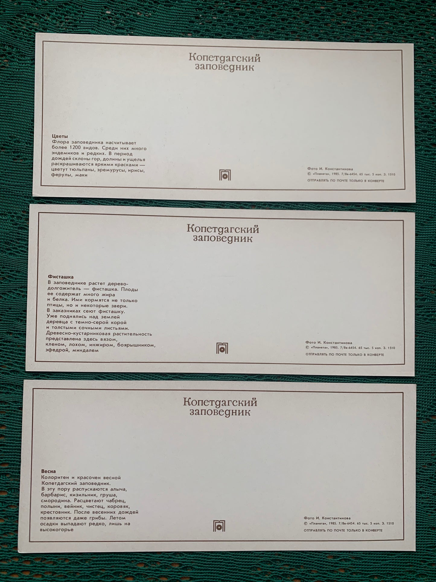Soviet-time postcard set for collecting - Kopetdag nature reserve - Sights of Turkmenistan - 1985 - unused 15 postcards