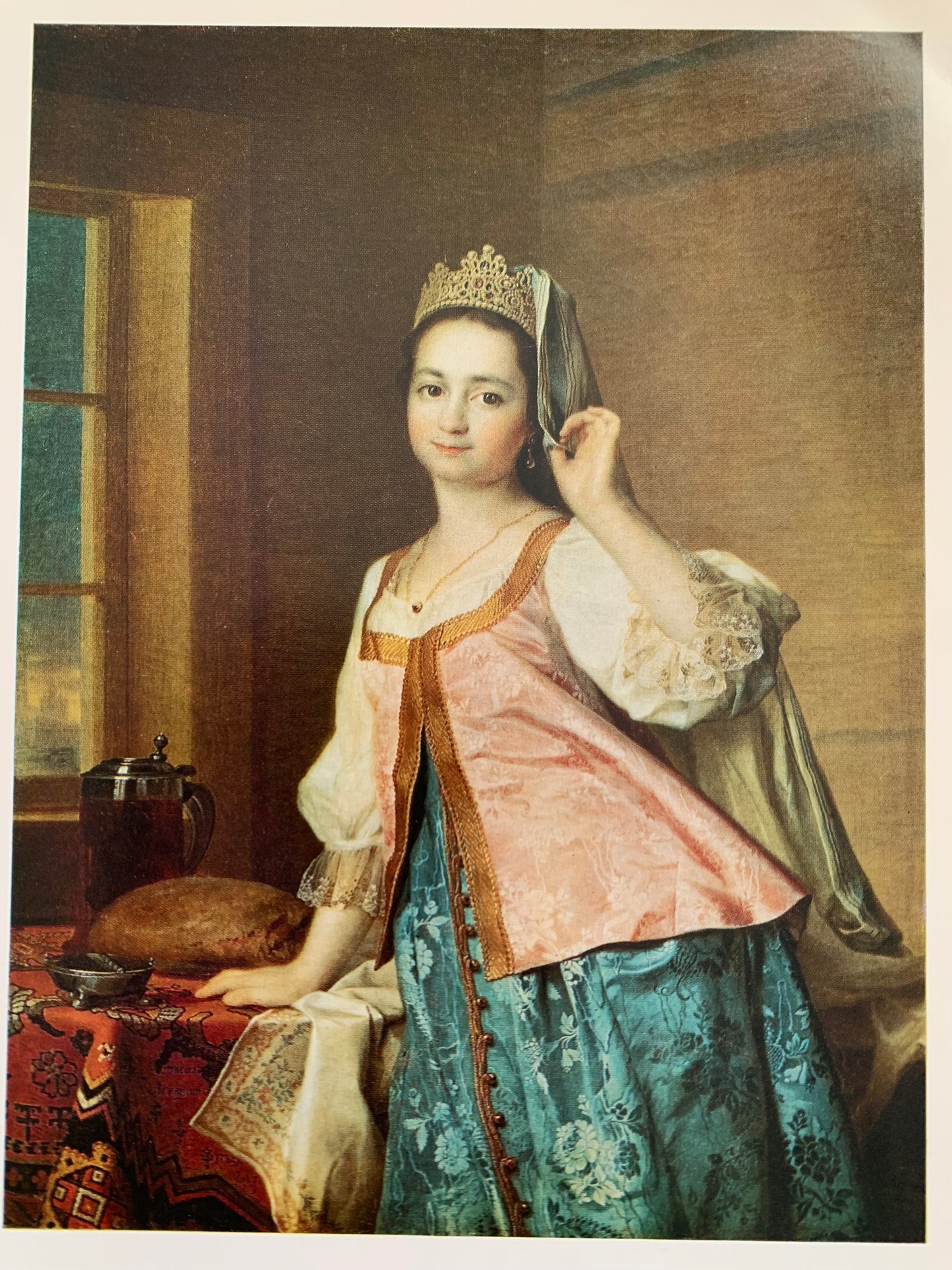 Soviet-time art postcard - Artist Dmitry Levitsky - Portrait of Agafya Levitskaya (Agasha), the Artist's Daughter - Printed in USSR - 1978 - unused