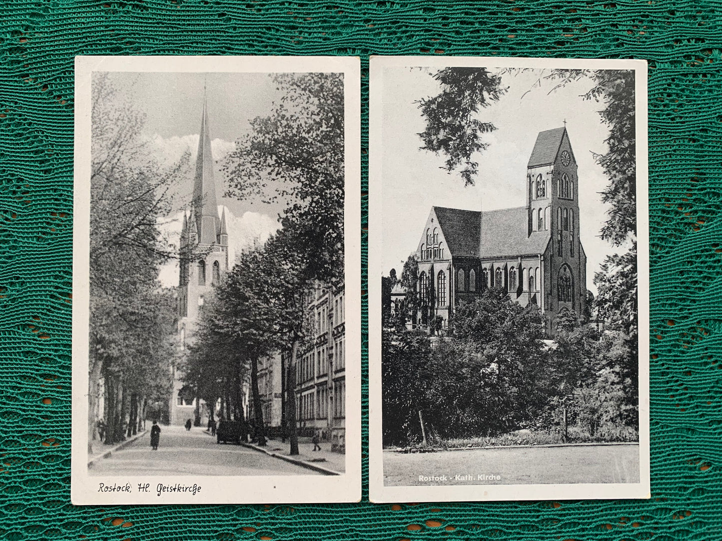 Old German postcards - Antique postcards - Rostock - Catholic Church - Holy Spirit Church - early 1900s - Unused