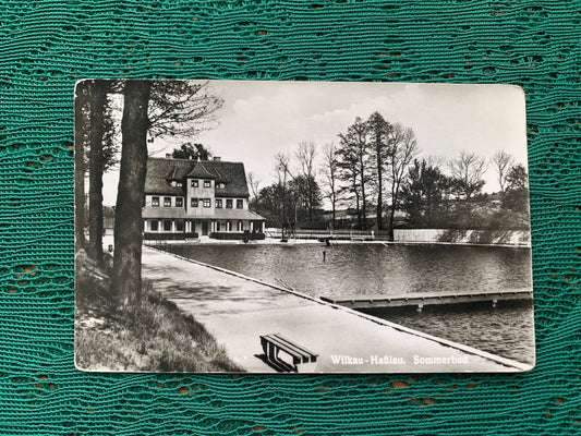 Old German postcard - Antique postcard - Wilkau-Hasslau - Sommerbad - early 1900s - Unused