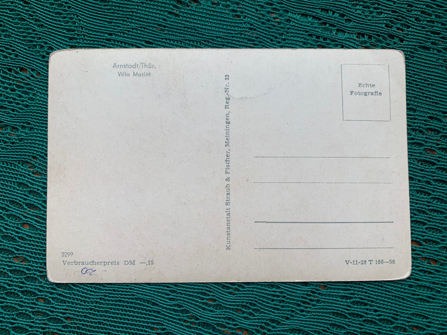 Old German postcard - Arnstadt/Thür. Villa Marlitt - 1930s - Unused