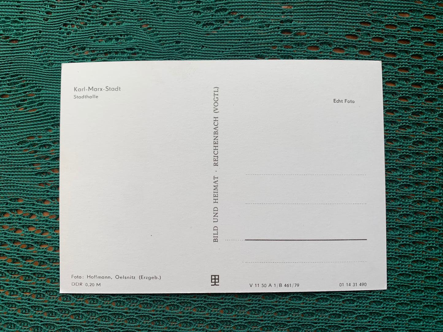 Old German photo postcard - DDR - GDR - KARL-MARX-STADT  - City hall - 1970s - Unused