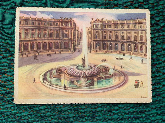 Old postcard - Antique postcard - Exedra Square - Roma - Rome - Italy - ART 1950 - Used