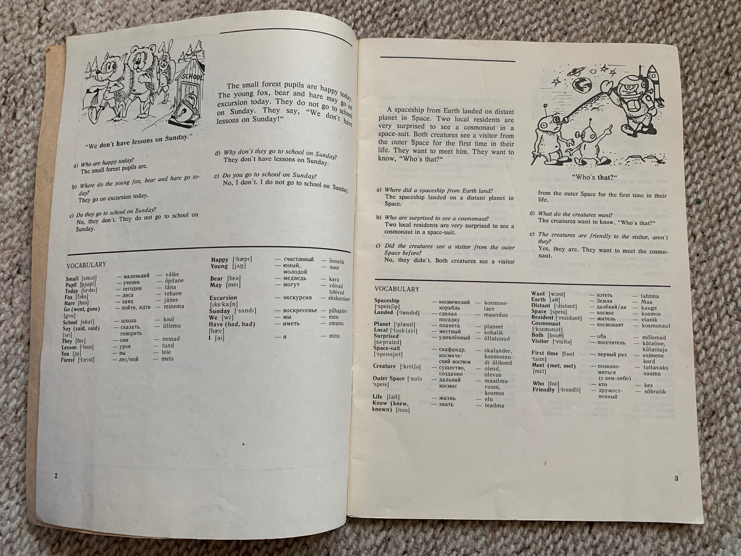 MERRY PICTURES - Vintage Estonian Children's Book in English, Russian and Estonian - Learn the language - 1992