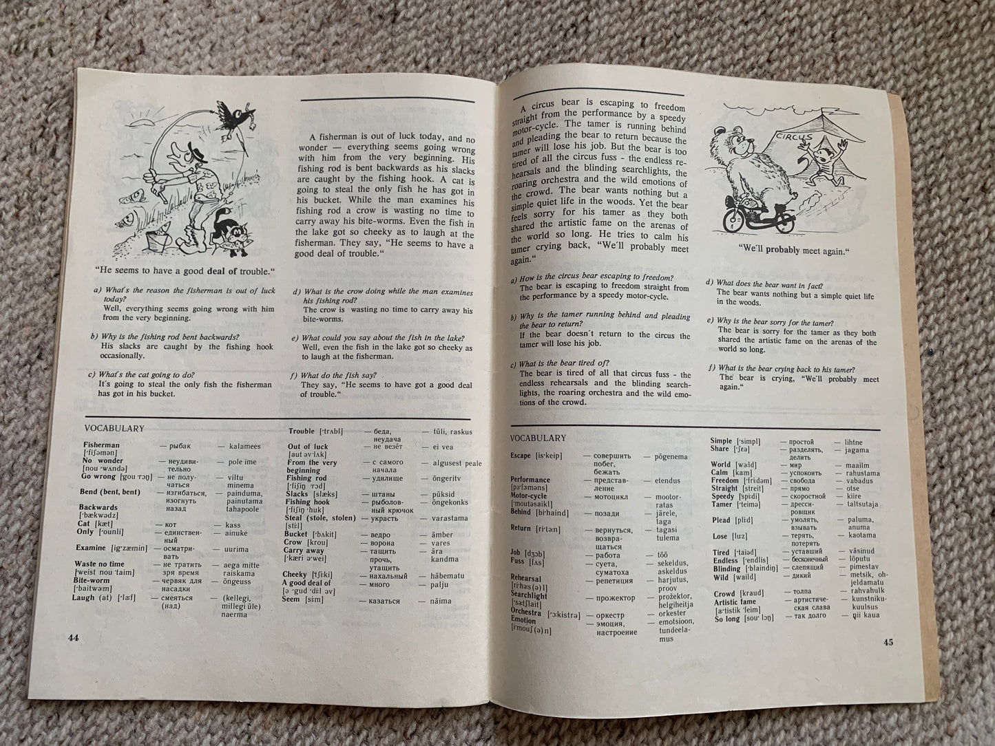 MERRY PICTURES - Vintage Estonian Children's Book in English, Russian and Estonian - Learn the language - 1992