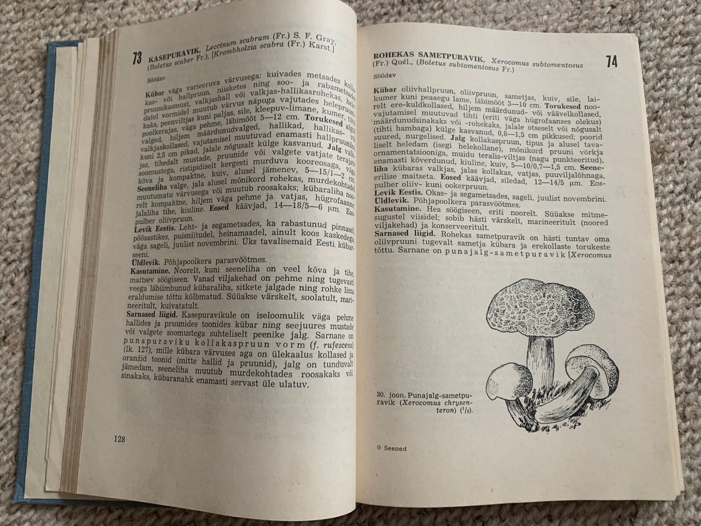 Vintage Reference Book in Estonian - SEENED - MUSHROOMS - Printed in USSR - 1966