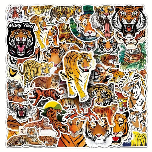 50 pcs Vintage Tiger Stickers - Deco Paper Ephemera