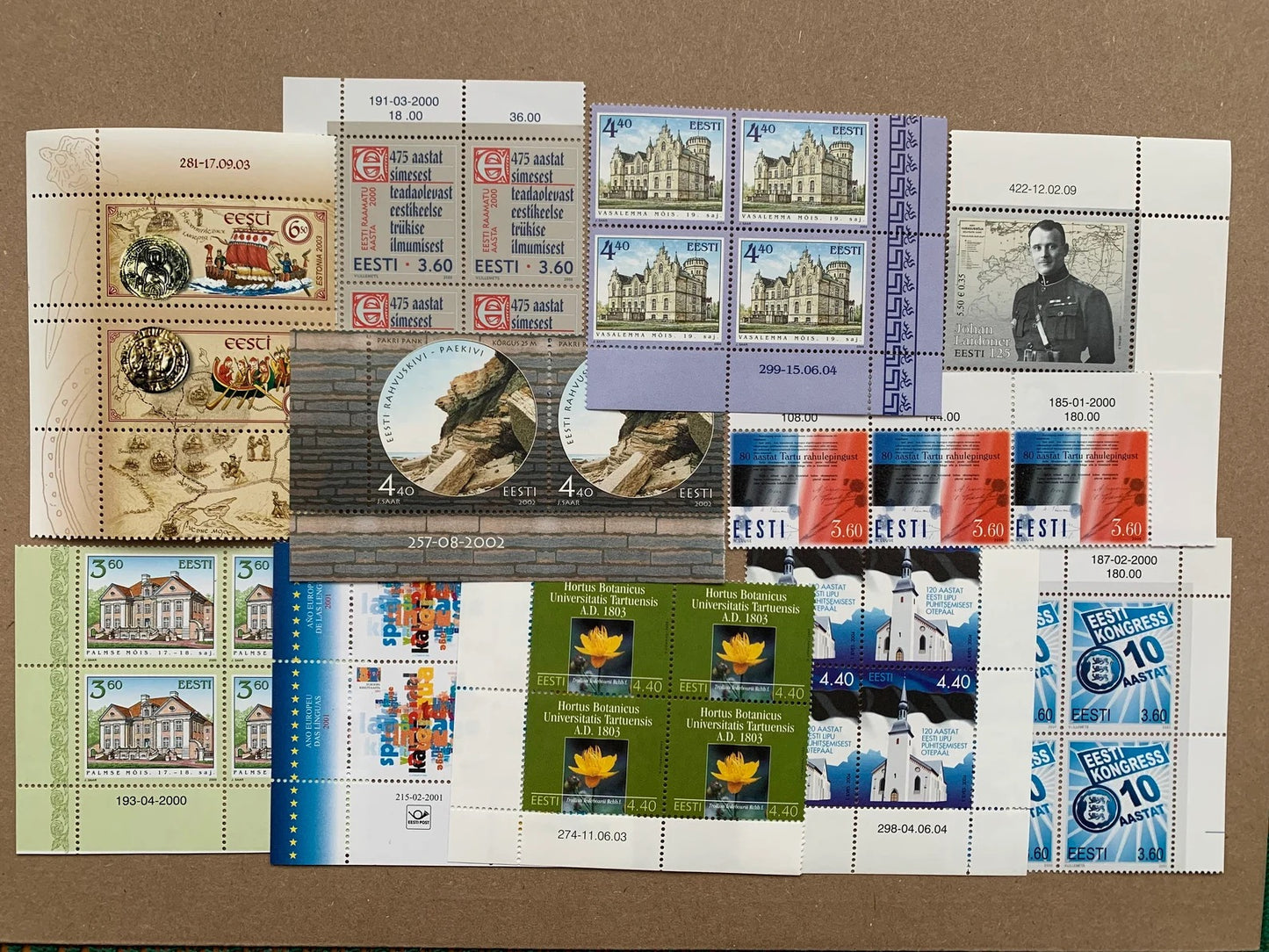 Estonian stamps unused blocks - Collection of 37 vintage postage stamps from 2000-2010 - MNH Estonian stamps.