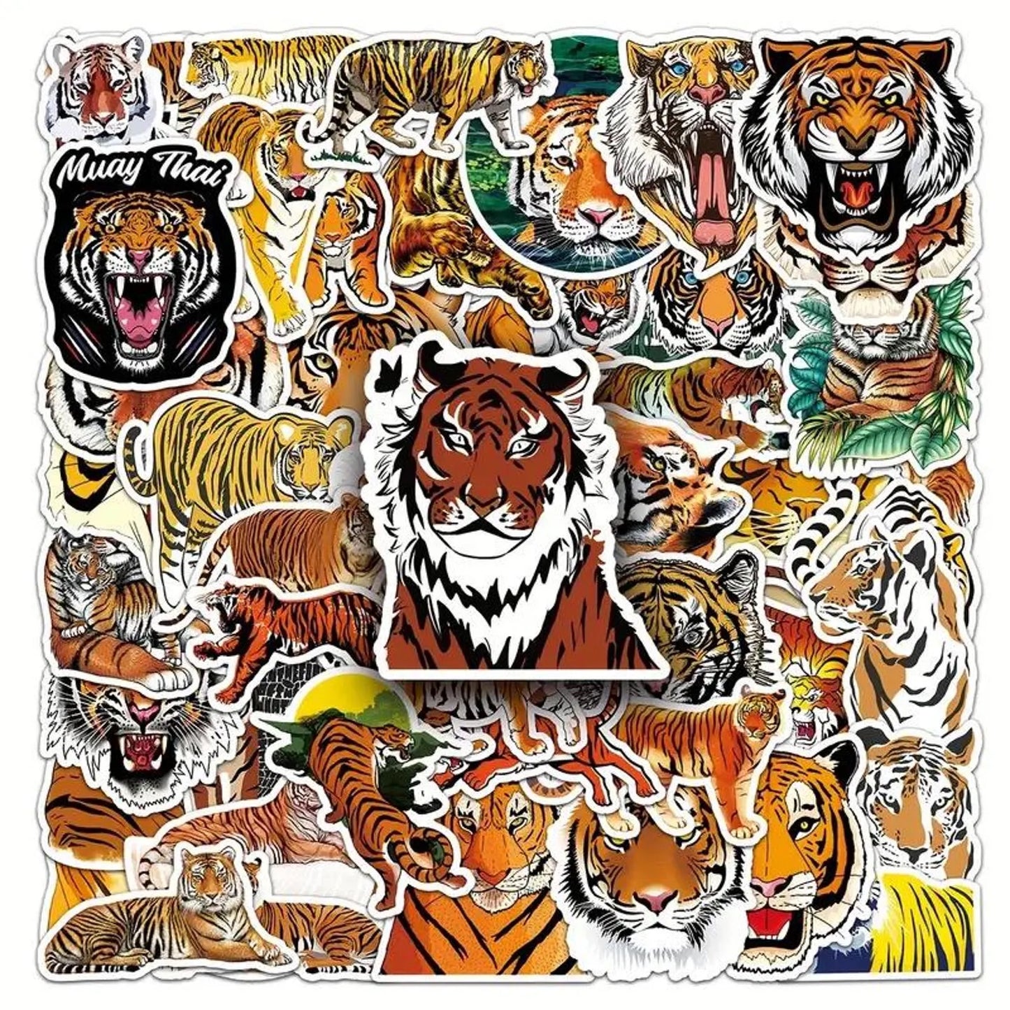 50 pcs Vintage Tiger Stickers - Deco Paper Ephemera