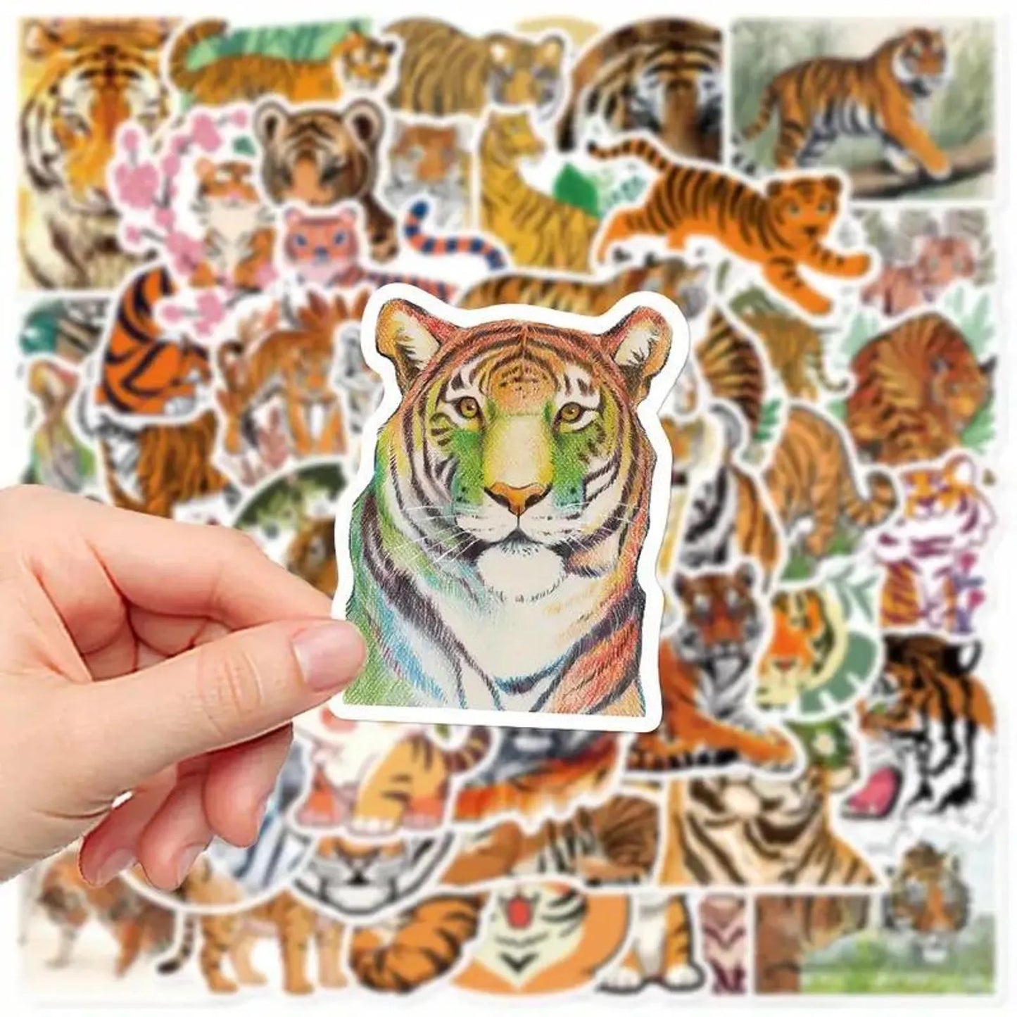 50 pcs Vintage Tiger Stickers - Deco Paper Ephemera