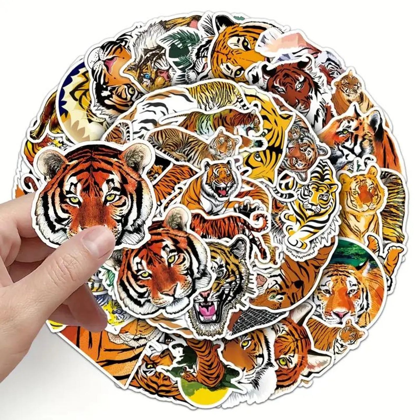 50 pcs Vintage Tiger Stickers - Deco Paper Ephemera