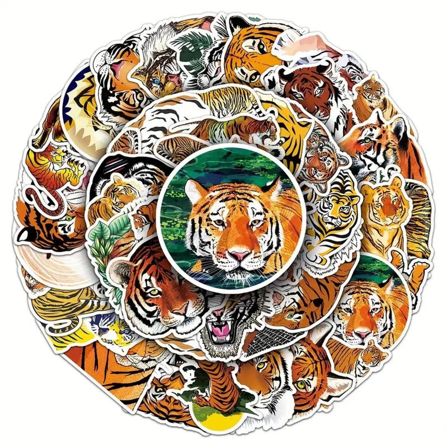 50 pcs Vintage Tiger Stickers - Deco Paper Ephemera