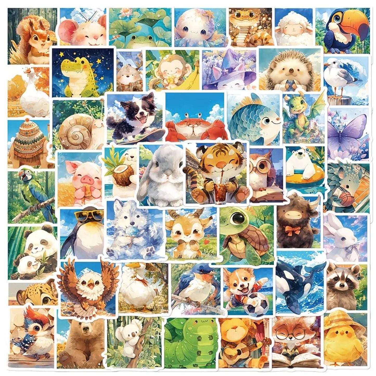 50 pcs Vintage Cute Animal Woodland Stickers - Deco Paper Ephemera