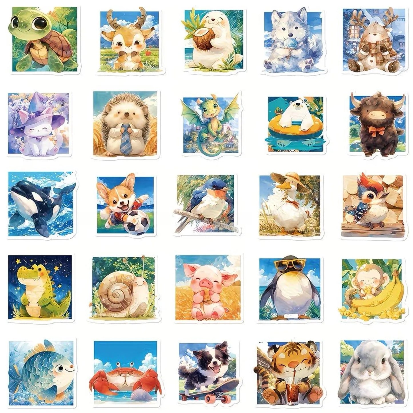 50 pcs Vintage Cute Animal Woodland Stickers - Deco Paper Ephemera