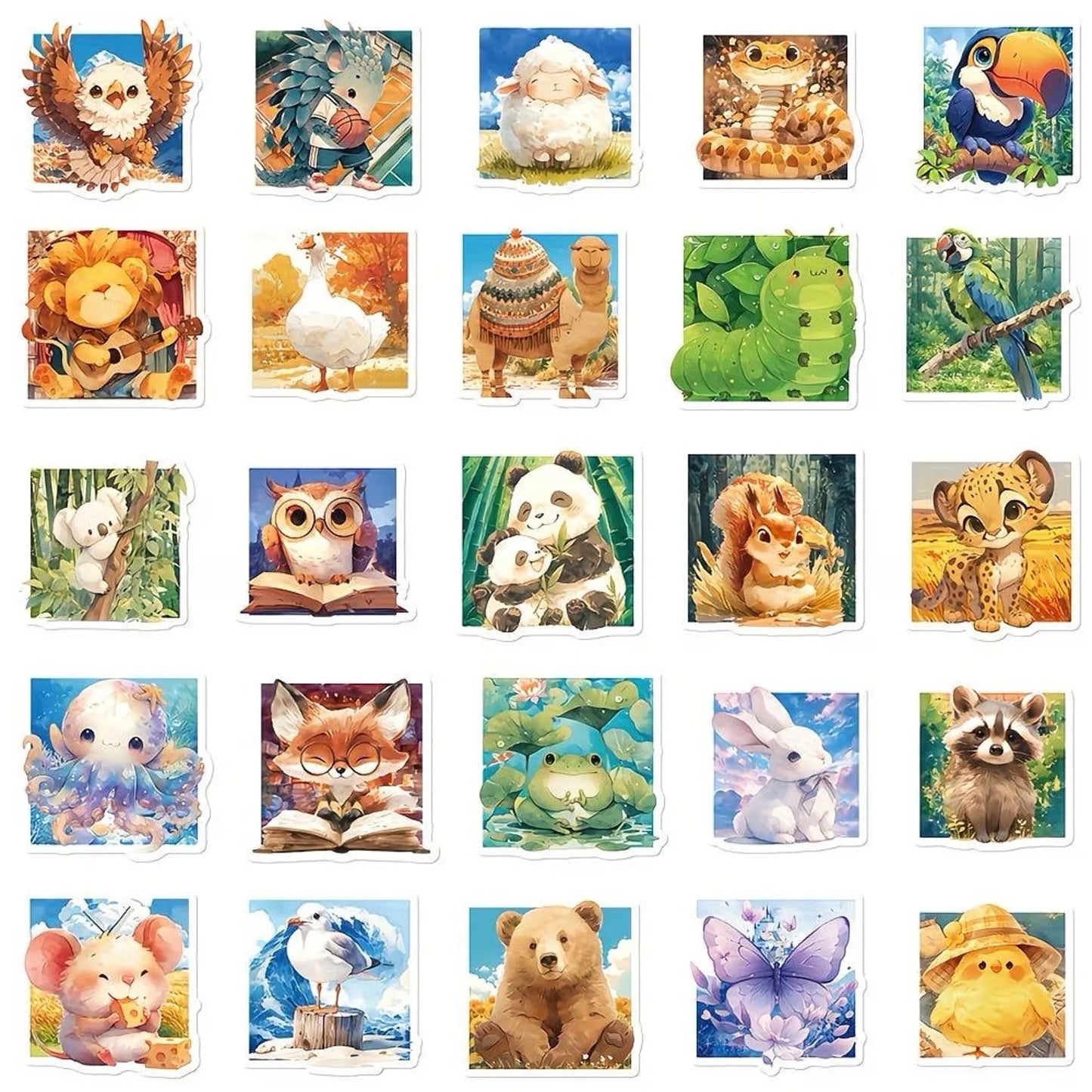 50 pcs Vintage Cute Animal Woodland Stickers - Deco Paper Ephemera