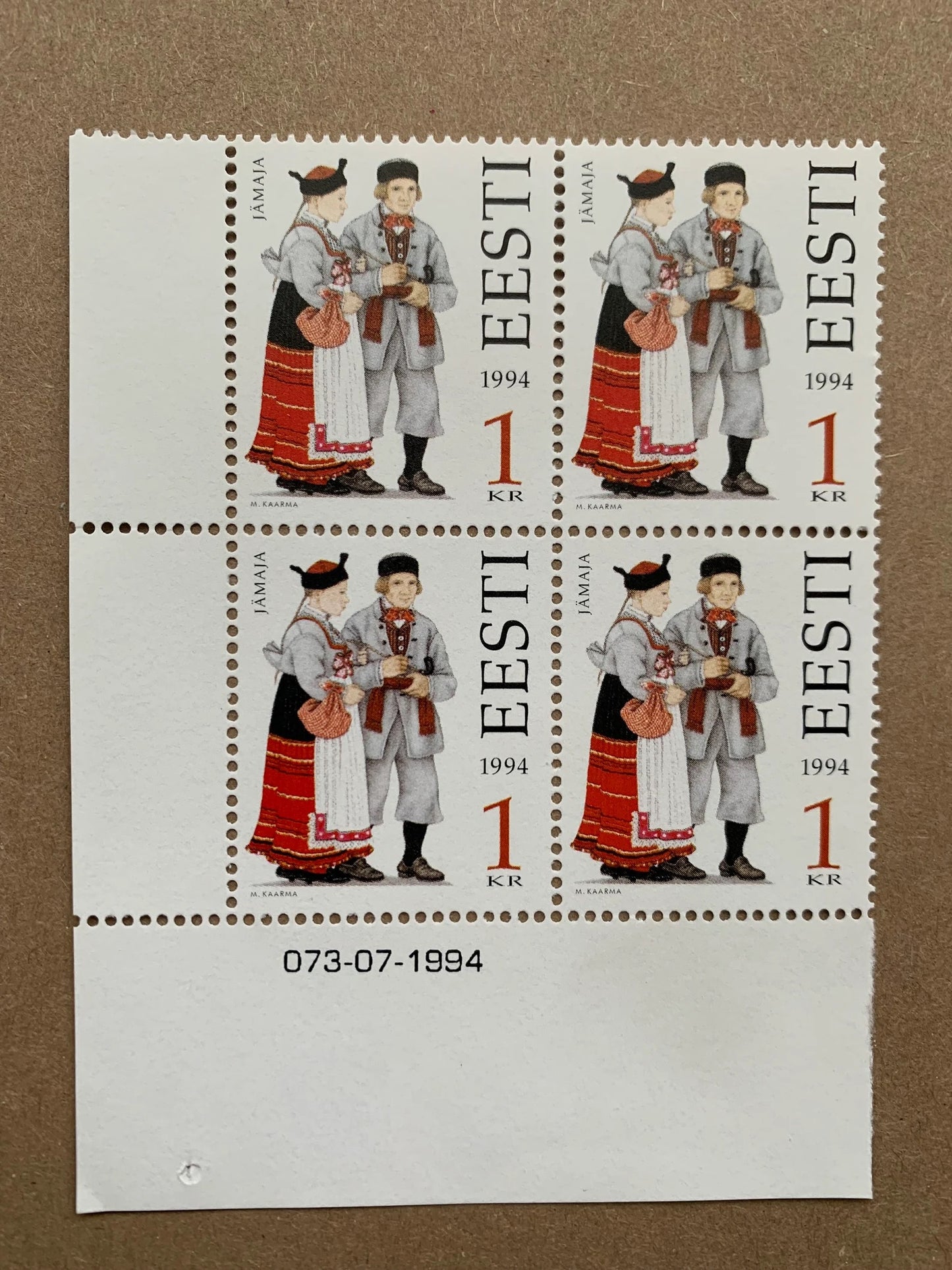 Estonian stamps NATIONAL DRESS unused blocks - Collection of vintage postage stamps from 1994 - Folk dress MNH Estonian stamps.