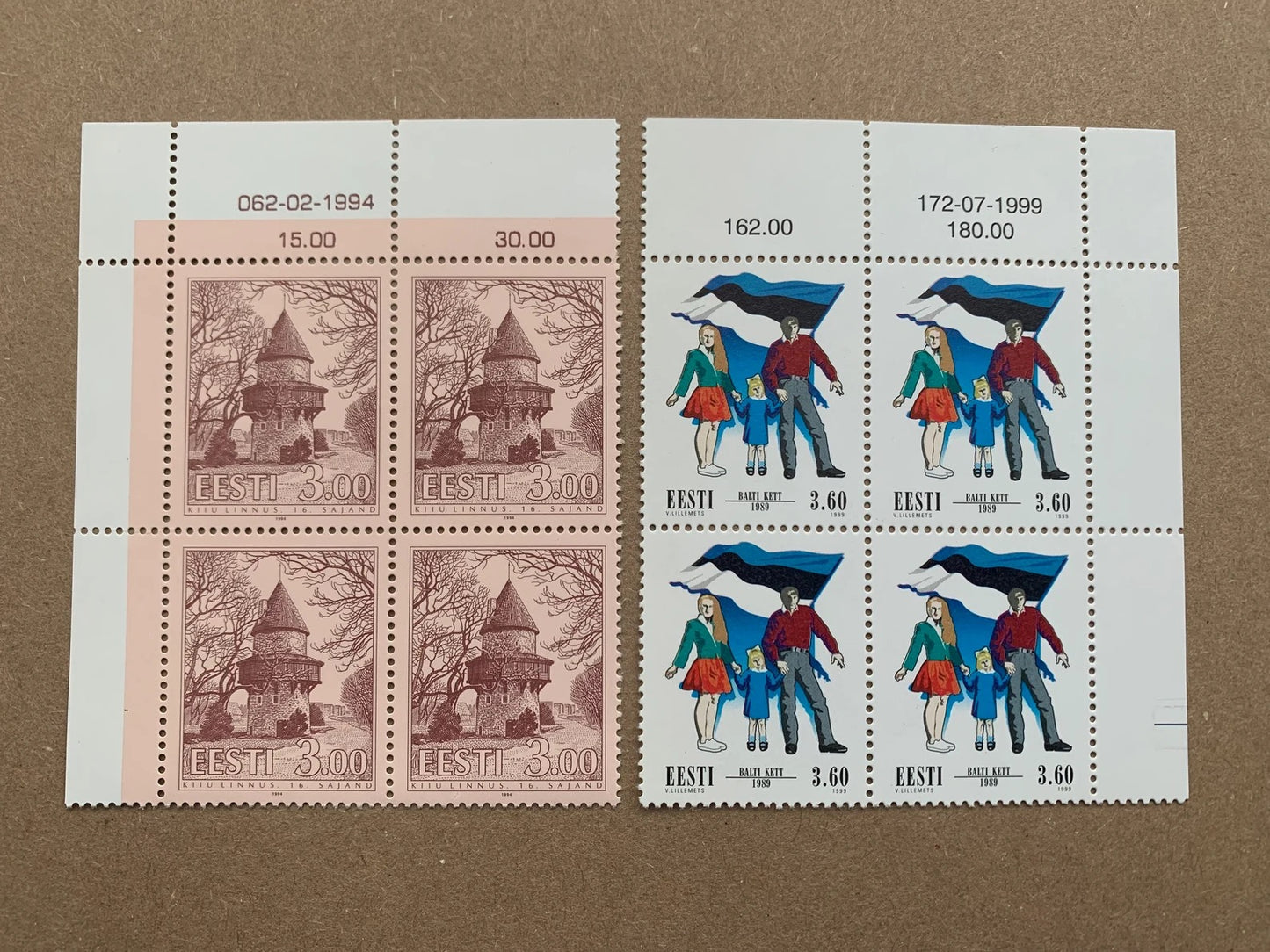 Estonian stamps unused blocks - Collection of 45 vintage postage stamps from 1992-1999 - MNH Estonian stamps.