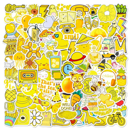 50 pcs Vintage Yellow colour Stickers - Deco Paper Ephemera