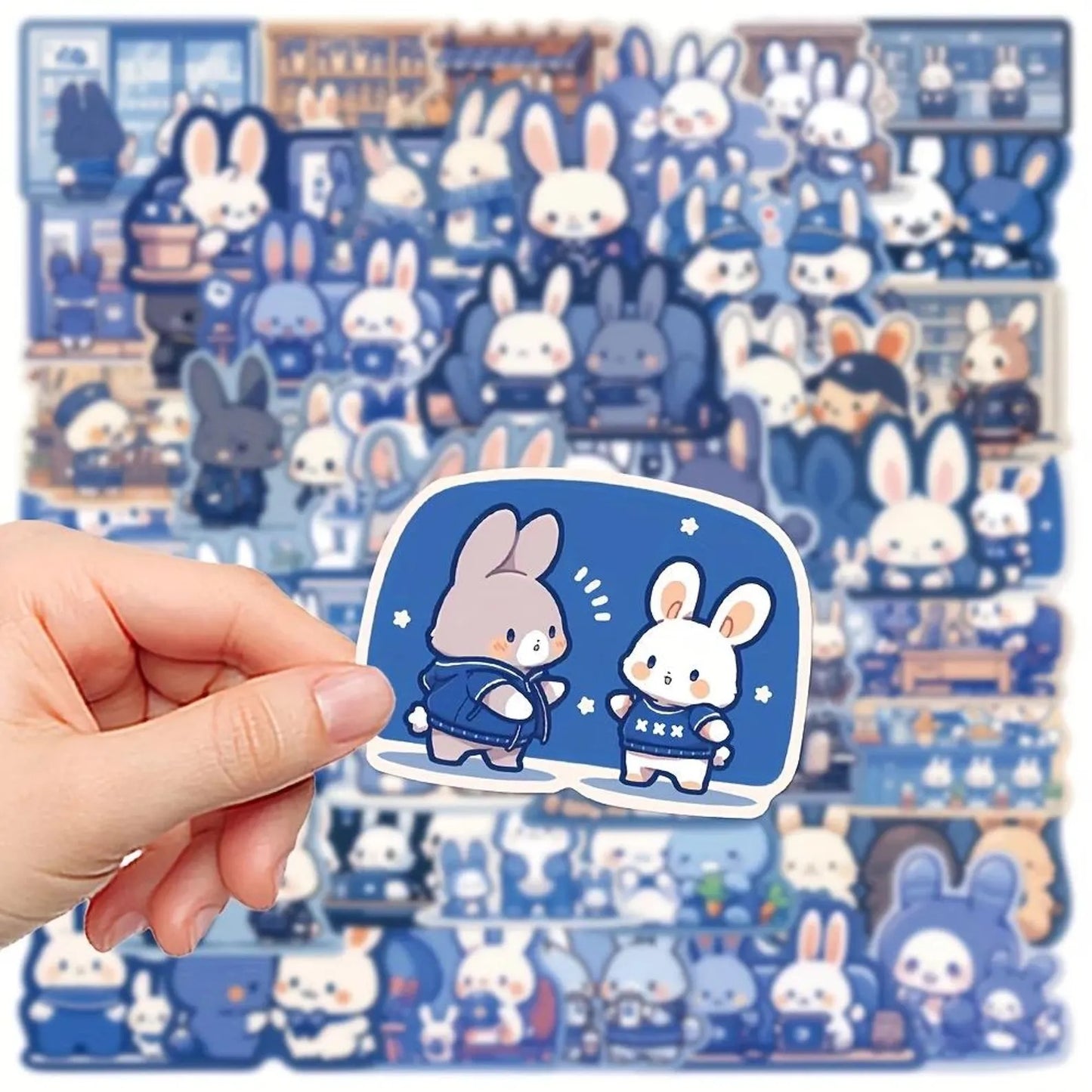 50 pcs Vintage Blue colour Stickers - Deco Paper Ephemera