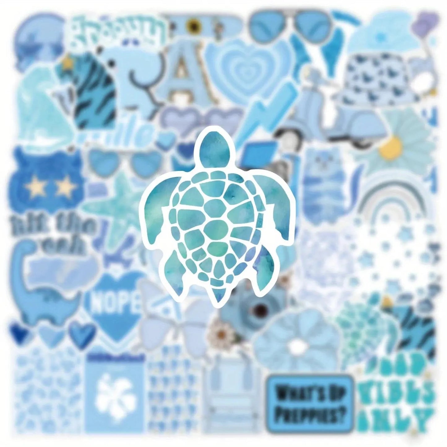 50 pcs Vintage Blue colour Stickers - Deco Paper Ephemera