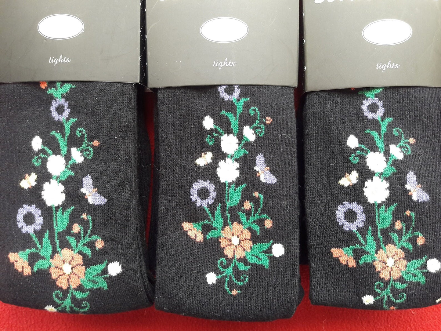 Black tights with Estonian national floral pattern. Gift idea!! Elegant floral knit pattern pantyhose for women and girls.