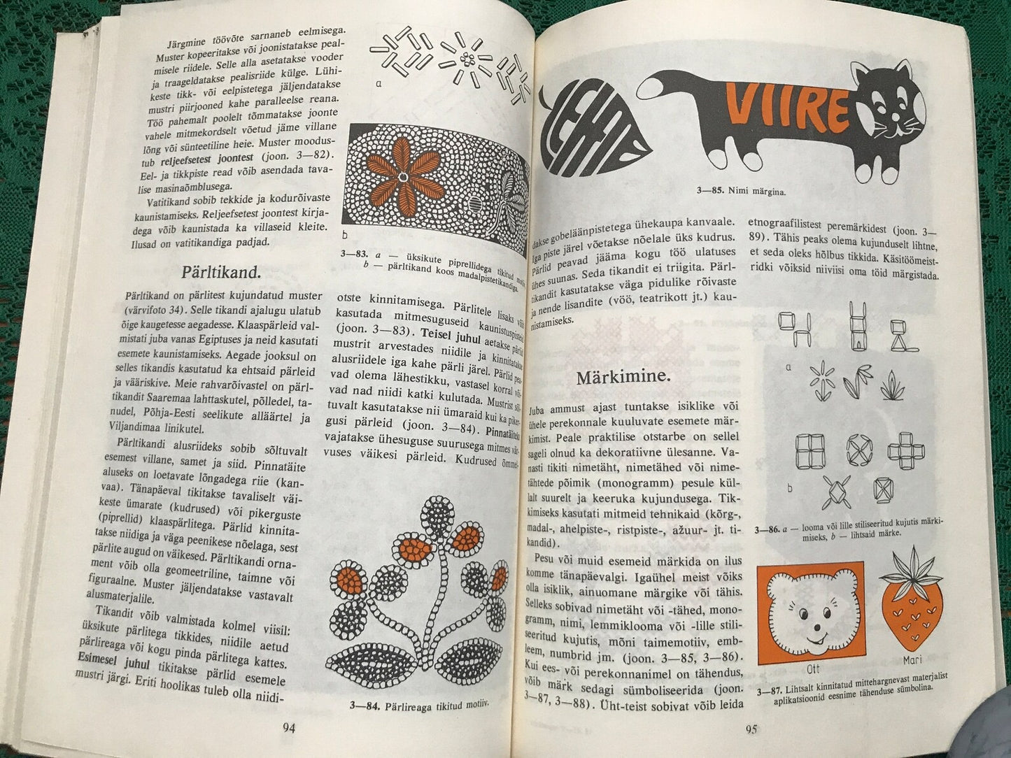 Vintage Estonian Crafts book - Embroidery techniques and patterns - Printed in 1988
