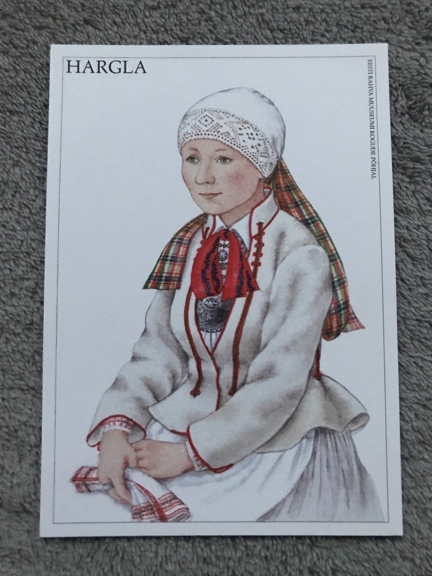 Estonian art postcard - Estonian Folk dress - HARGLA area National costume - Artist Mari Kaarma - 2000 - unused