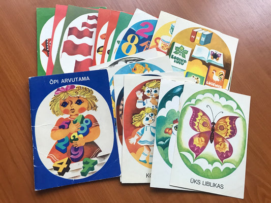 Set of 16 Soviet Estonian Vintage Postcards - Learn to count - Collectible Soviet postcards - 1977 - unused